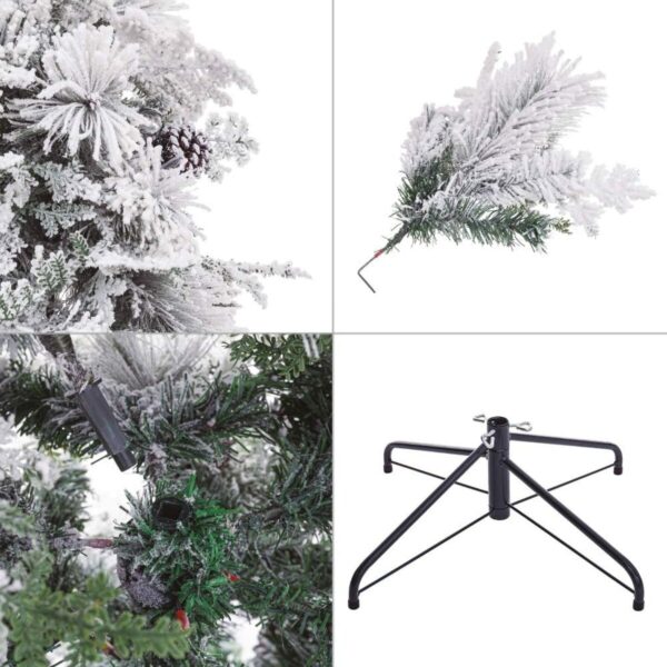 Christmas Tree White Green PVC Metal Polyethylene Snowfall 240 cm - Image 3