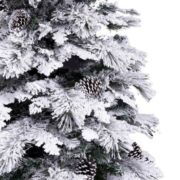 Christmas Tree White Green PVC Metal Polyethylene Snowfall 240 cm - Image 4
