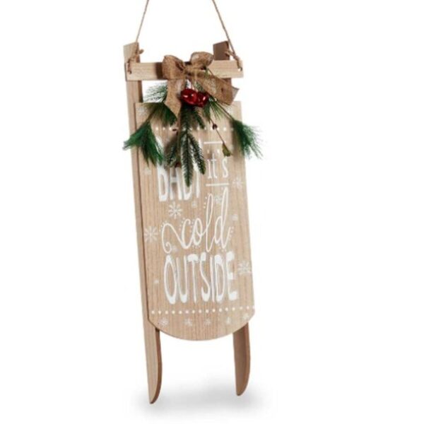 Hanging decoration Sign Sledge Beige MDF Wood 20 x 5 x 69 cm (6 Units) - Image 2