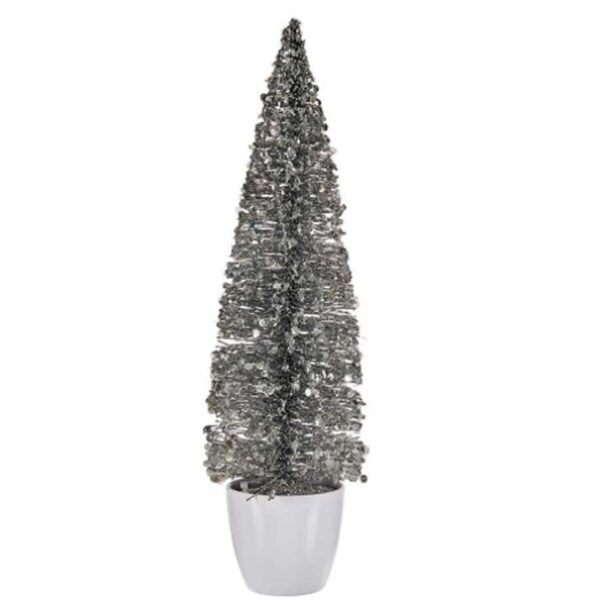Decorative Figure Christmas Tree Silver Plastic 10 x 38 x 10 cm (6 Units) - Image 2