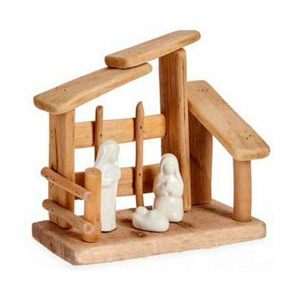 Christmas nativity set White Natural Wood Ceramic 18 x 17 x 8 cm (2 Units) - Image 3