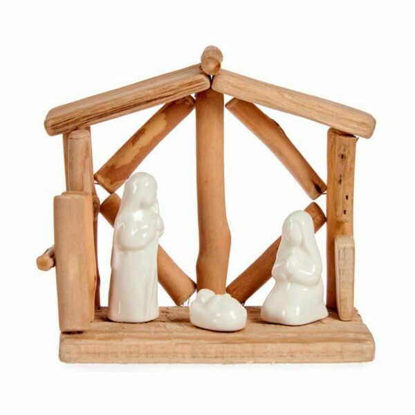 Christmas nativity set White Natural Wood Ceramic 17 x 14,5 x 8 cm (2 Units) - Image 2