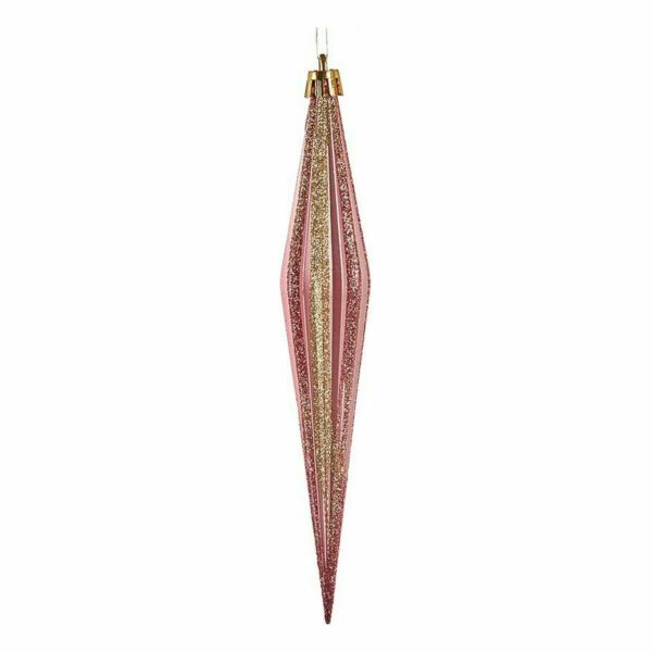 Christmas Decorations Set Streched Pink Golden PVC 3 x 3 x 18,5 cm (12 Units) - Image 2