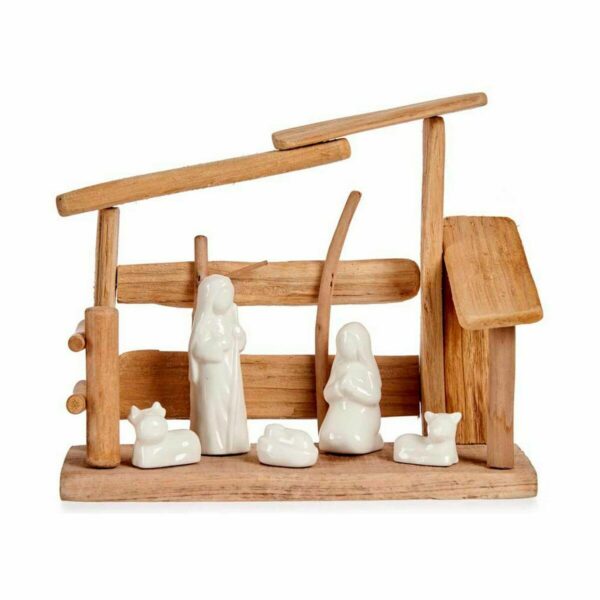 Christmas nativity set White Natural Wood Ceramic 10 x 21 x 25 cm (2 Units) - Image 2
