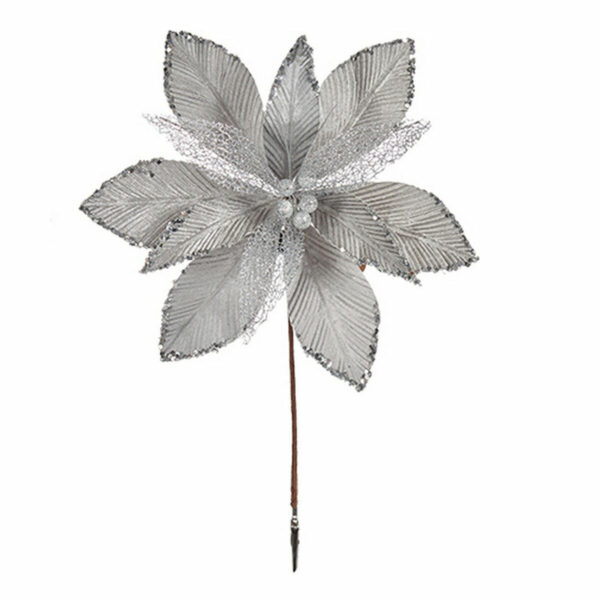 Decorative Flower Silver Plastic 32 x 47 x 2 cm (12 Units) - Image 2