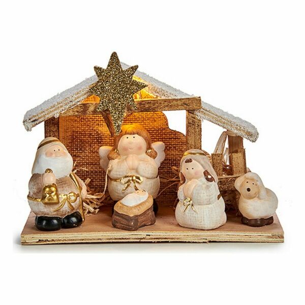 Christmas nativity set White Brown Golden Wood Ceramic 21,5 x 15,5 x 8,5 cm (8 Units) - Image 2