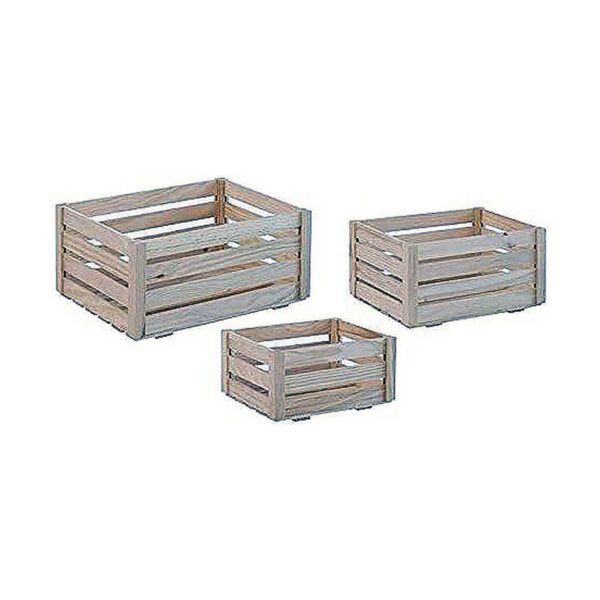 Decorative box Astigarraga Brown Natural Pinewood (3 Pieces) - Image 2