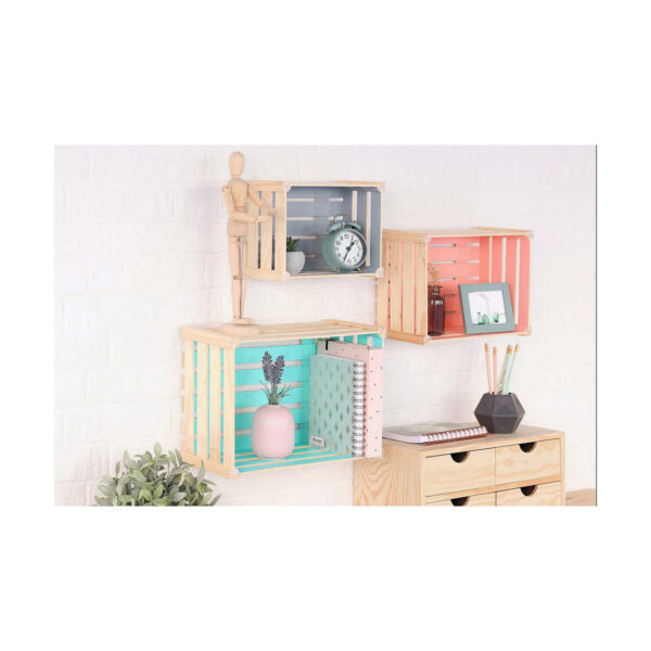 Decorative box Astigarraga Brown Natural Pinewood (3 Pieces) - Image 3