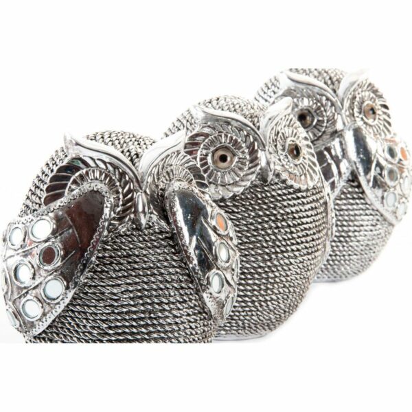 Decorative Figure DKD Home Decor Multicolour Silver Owl Chromed 12 x 11 x 14 cm (3 Units) - Image 2