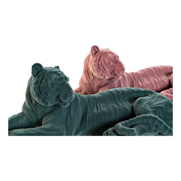 Decorative Figure DKD Home Decor 36 x 17,5 x 13,3 cm Tiger Green Resin Light Pink Flocked - Image 3