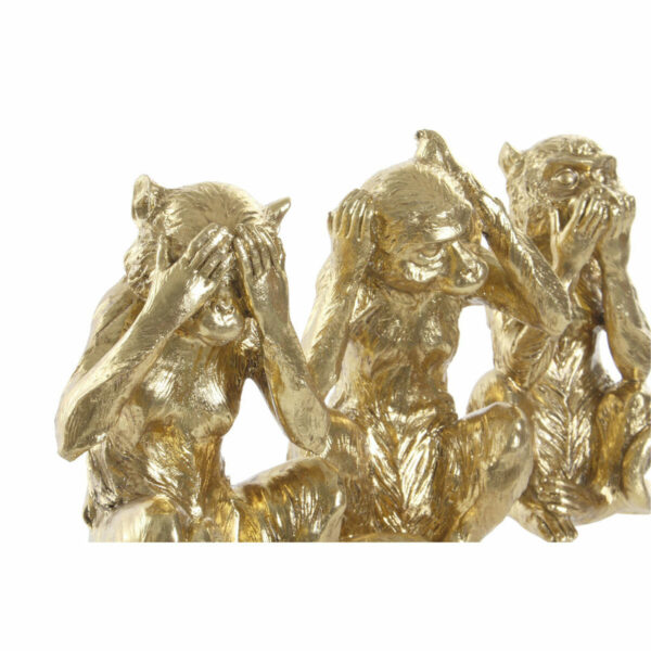 Decorative Figure DKD Home Decor Golden Resin Colonial Monkey 13 x 11 x 19,5 cm (3 Pieces) - Image 3