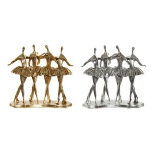 Decorative Figure DKD Home Decor 33,5 x 14,5 x 32 cm Silver Golden Resin Ballet Dancer