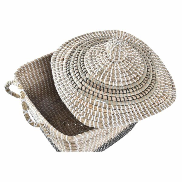 Decorative basket DKD Home Decor Grey Natural Seagrass Boho 45 x 35 x 43 cm - Image 2