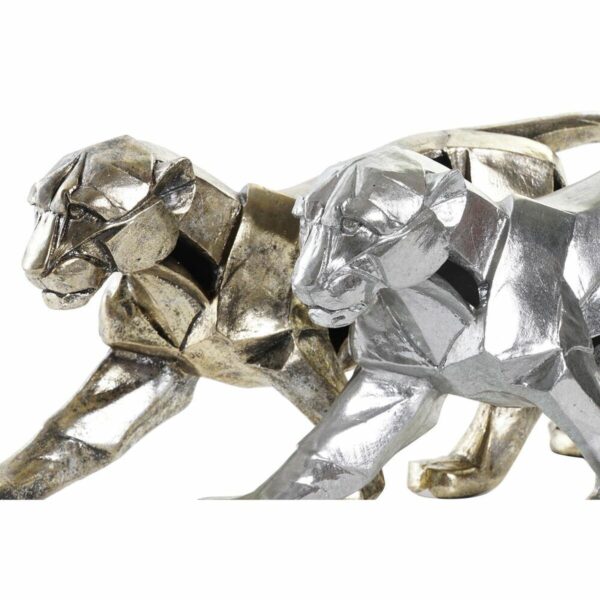 Decorative Figure DKD Home Decor 46,5 x 10 x 18 cm Silver Golden Panther (2 Units) - Image 3