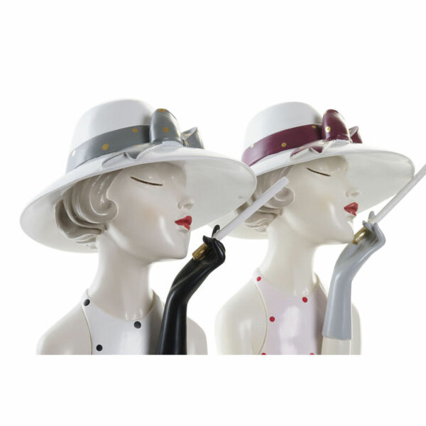 Decorative Figure DKD Home Decor 18,5 x 15 x 31 cm Lady Pink White (2 Units) - Image 2