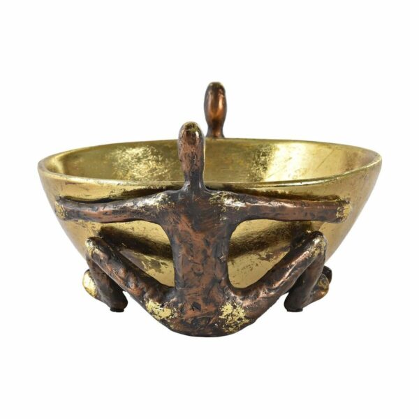 Decorative Figure DKD Home Decor Bowl Golden Copper Resin Persons Modern (23 x 20 x 12 cm) - Image 2