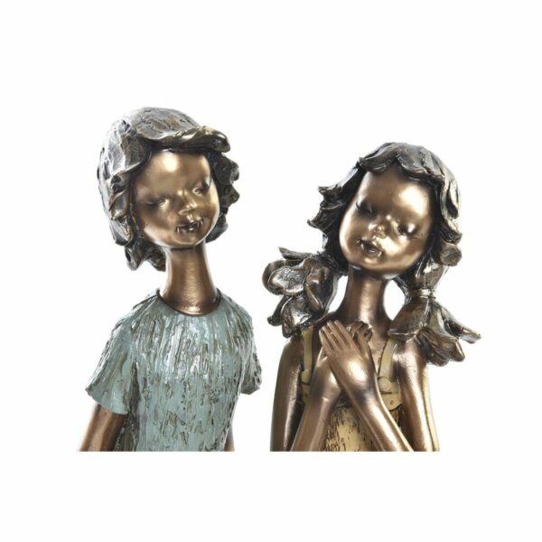 Decorative Figure DKD Home Decor 17 x 13 x 22 cm Red Golden Turquoise Kids (2 Units) - Image 2