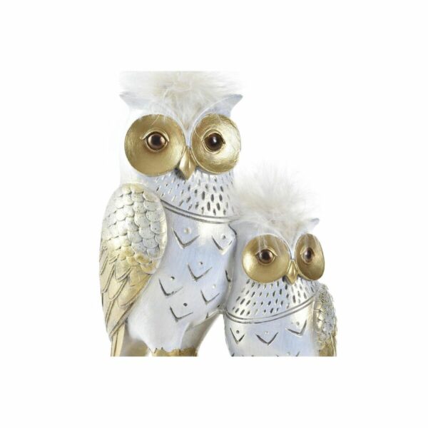 Decorative Figure DKD Home Decor 14,5 x 9 x 26 cm Owl Golden White - Image 2