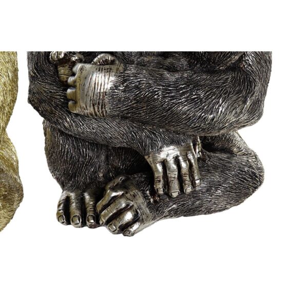 Decorative Figure DKD Home Decor 22 x 23,5 x 31 cm Silver Golden Colonial Gorilla (2 Units) - Image 3