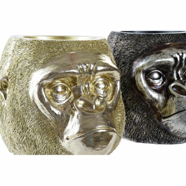 Decorative Figure DKD Home Decor 20 x 24,5 x 18,5 cm Silver Golden Colonial Gorilla (2 Units) - Image 2