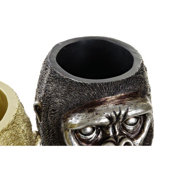 Decorative Figure DKD Home Decor 20 x 24,5 x 18,5 cm Silver Golden Colonial Gorilla (2 Units) - Image 3
