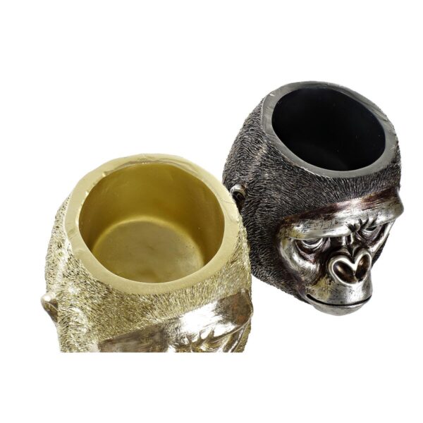 Decorative Figure DKD Home Decor 20 x 24,5 x 18,5 cm Silver Golden Colonial Gorilla (2 Units) - Image 4