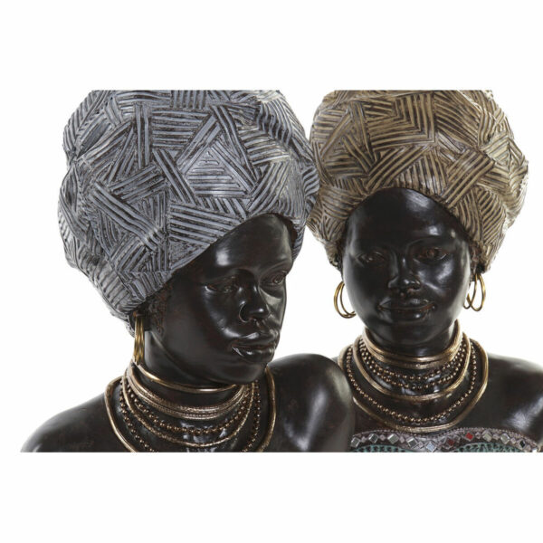 Decorative Figure DKD Home Decor Golden Silver Colonial African Woman 24 x 18 x 36 cm (2 Units) (2 Pieces) - Image 2