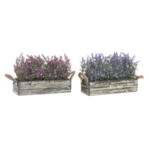 Decorative Plant DKD Home Decor 30 x 12 x 21 cm Wood Lilac Polyethylene Fuchsia (2 Units)