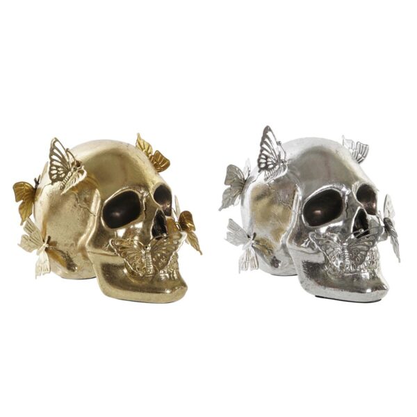 Decorative Figure DKD Home Decor Golden Silver Skull 16,5 x 10,5 x 11,5 cm (2 Units) - Image 4