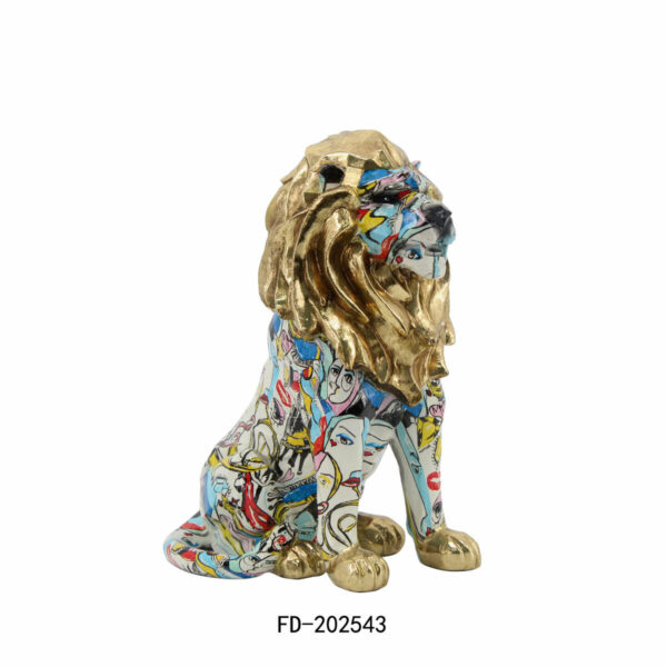 Decorative Figure DKD Home Decor Golden Lion Resin Multicolour Modern (21 x 14,5 x 27 cm) (15 x 21 x 27 cm) - Image 4