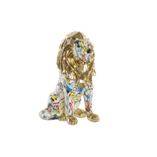 Decorative Figure DKD Home Decor Golden Lion Resin Multicolour Modern (21 x 14,5 x 27 cm) (15 x 21 x 27 cm) - Image 3