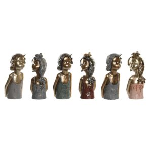Decorative Figure DKD Home Decor 12 x 14,5 x 32 cm Red Grey Blue Pink (3 Units)