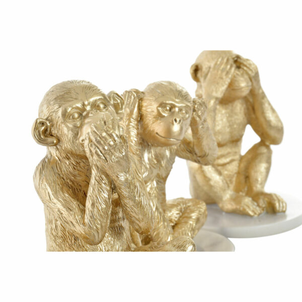 Decorative Figure DKD Home Decor White Golden Tropical Monkeys 10,5 x 10,5 x 18,5 cm (3 Pieces) - Image 3