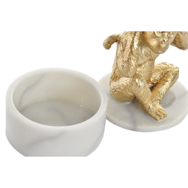 Decorative Figure DKD Home Decor White Golden Tropical Monkeys 10,5 x 10,5 x 18,5 cm (3 Pieces) - Image 2