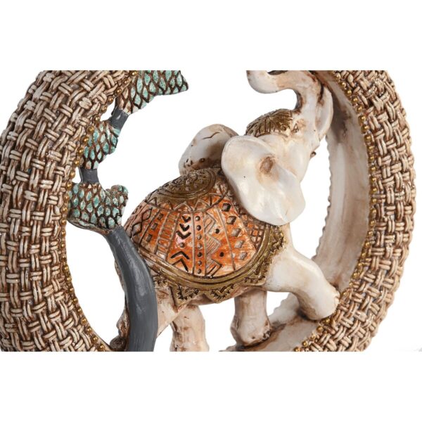 Decorative Figure DKD Home Decor 19,5 x 6,3 x 25,5 cm Elephant Beige Blue Colonial (2 Units) - Image 2