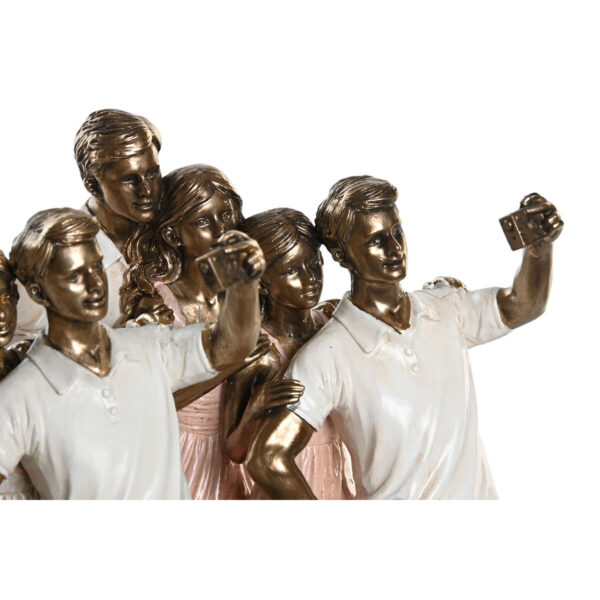Decorative Figure DKD Home Decor 18 x 10 x 25 cm Pink Golden White Family (2 Units) - Image 2