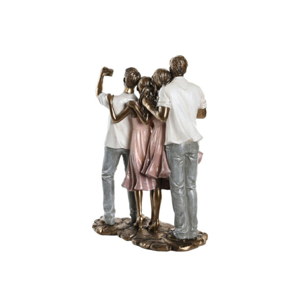 Decorative Figure DKD Home Decor 18 x 10 x 25 cm Pink Golden White Family (2 Units) - Image 3