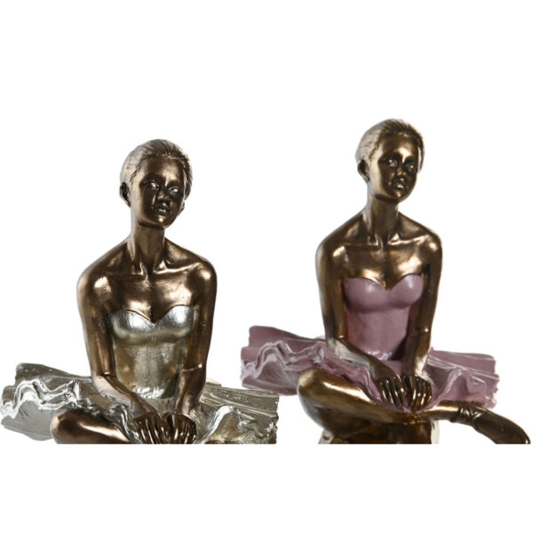 Decorative Figure DKD Home Decor Pink White Ballet Dancer 15 x 10 x 19 cm (2 Units) - Image 2