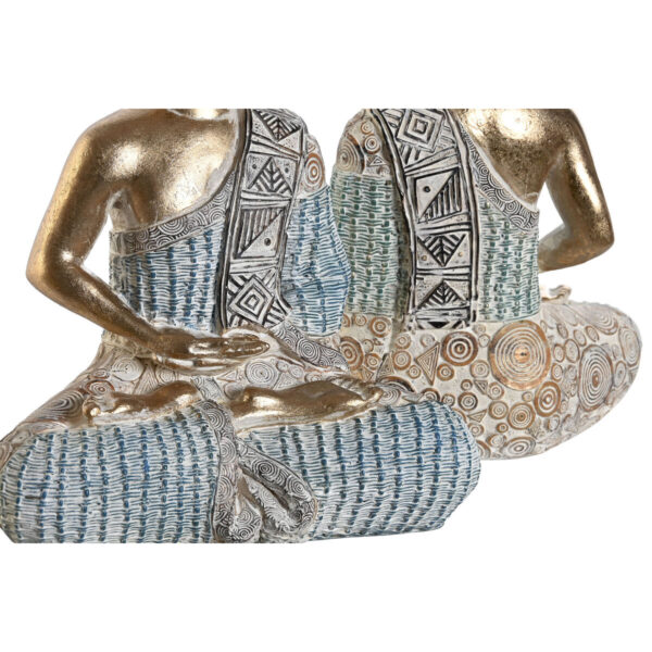 Decorative Figure DKD Home Decor 18,6 x 9,7 x 27 cm Blue Buddha Turquoise Oriental Stripped (2 Units) - Image 2