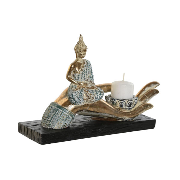 Decorative Figure DKD Home Decor 25,7 x 8 x 16 cm Blue Buddha Turquoise Oriental Stripped (2 Units) - Image 2