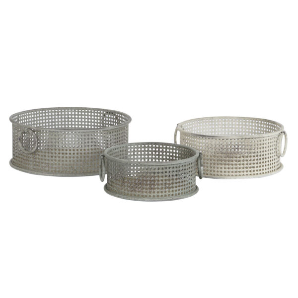 Basket set DKD Home Decor 43 x 42 x 17 cm Metal Aluminium Vintage - Image 3