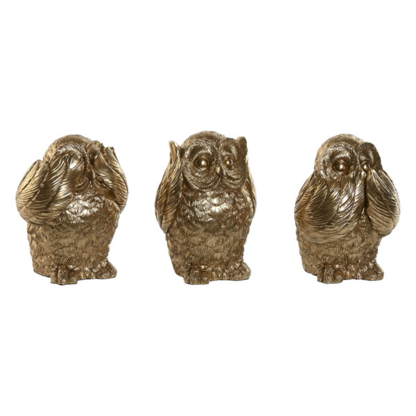 Decorative Figure Home ESPRIT Golden Owl 11 x 11 x 15 cm (3 Units) - Image 2