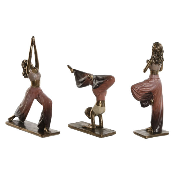 Decorative Figure Home ESPRIT Pink Golden Yoga Scandi 19 x 6 x 26 cm (3 Units) - Image 2