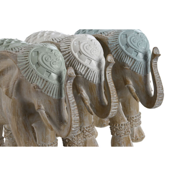 Decorative Figure Home ESPRIT White Green Turquoise Elephant Colonial 21,5 x 8,5 x 16 cm (3 Units) - Image 3