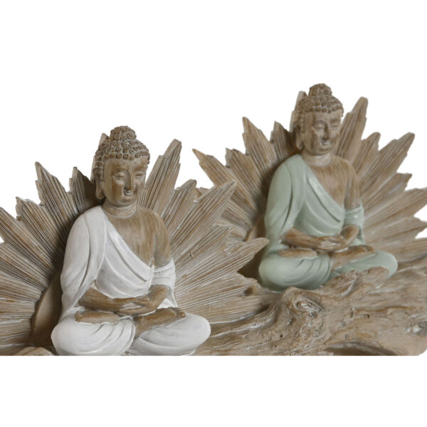 Decorative Figure Home ESPRIT White Green Buddha Oriental 30 x 6 x 15 cm (2 Units) - Image 2