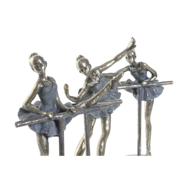 Decorative Figure Home ESPRIT Grey Golden Ballet Dancer 14 x 8 x 20 cm (3 Units) - Image 3