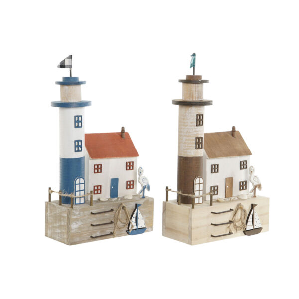 Decorative Figure Home ESPRIT Blue Red Multicolour 17 x 8,5 x 30 cm (2 Units) - Image 3