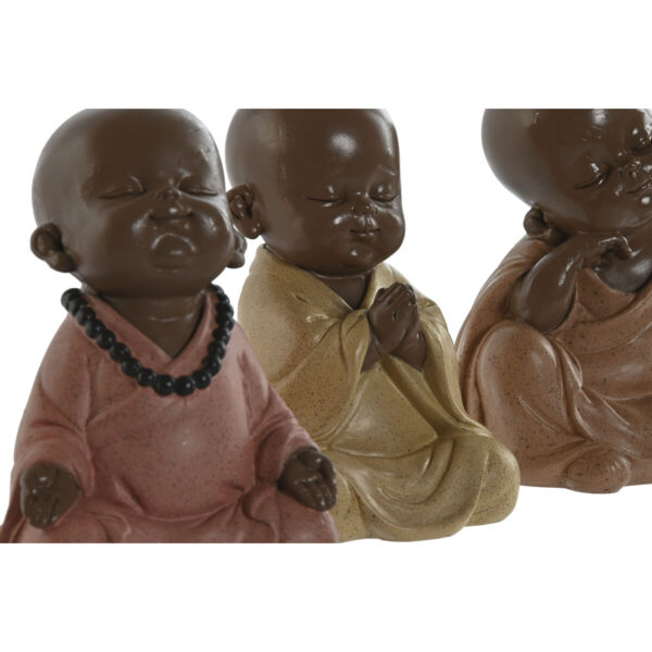 Decorative Figure Home ESPRIT Orange Coral Lime Resin Monk Oriental 10,5 x 9 x 13,5 cm (3 Units) - Image 2