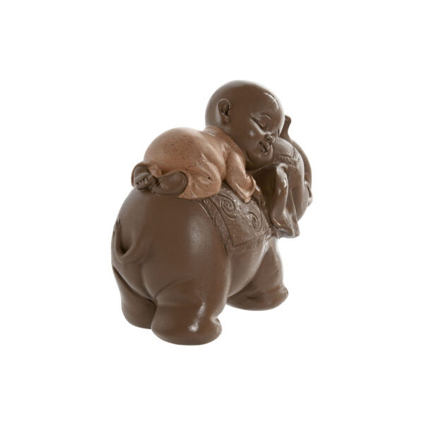 Decorative Figure Home ESPRIT Brown Orange Coral Lime Resin Monk Oriental 13 x 6 x 12,5 cm (3 Units) - Image 3