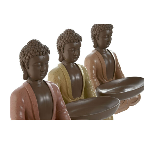 Decorative Figure Home ESPRIT Orange Coral Lime Resin Buddha Oriental 19,5 x 16 x 25,5 cm (3 Units) - Image 2